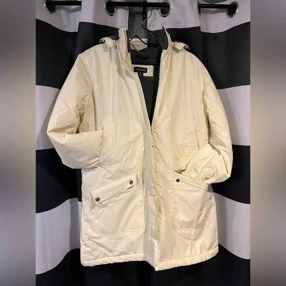 Lands' End Jackets & Blazers - Land’s End cream knee length coat
